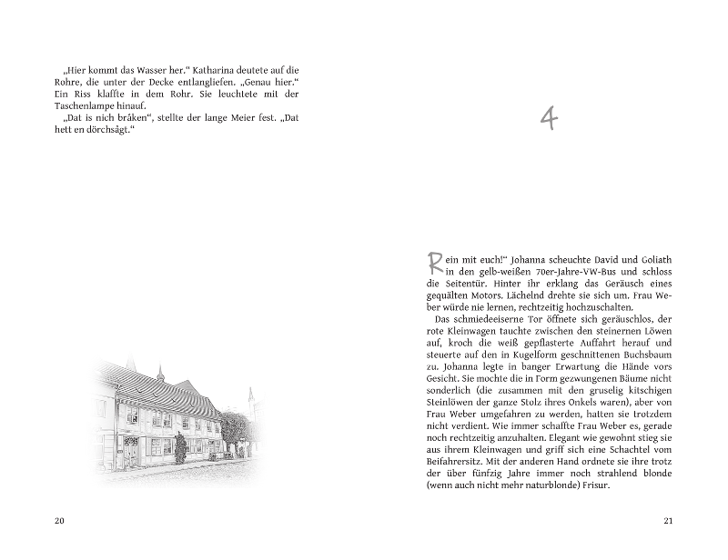 eine Doppelseite aus dem Buch 'Mord in Moordevitz' 